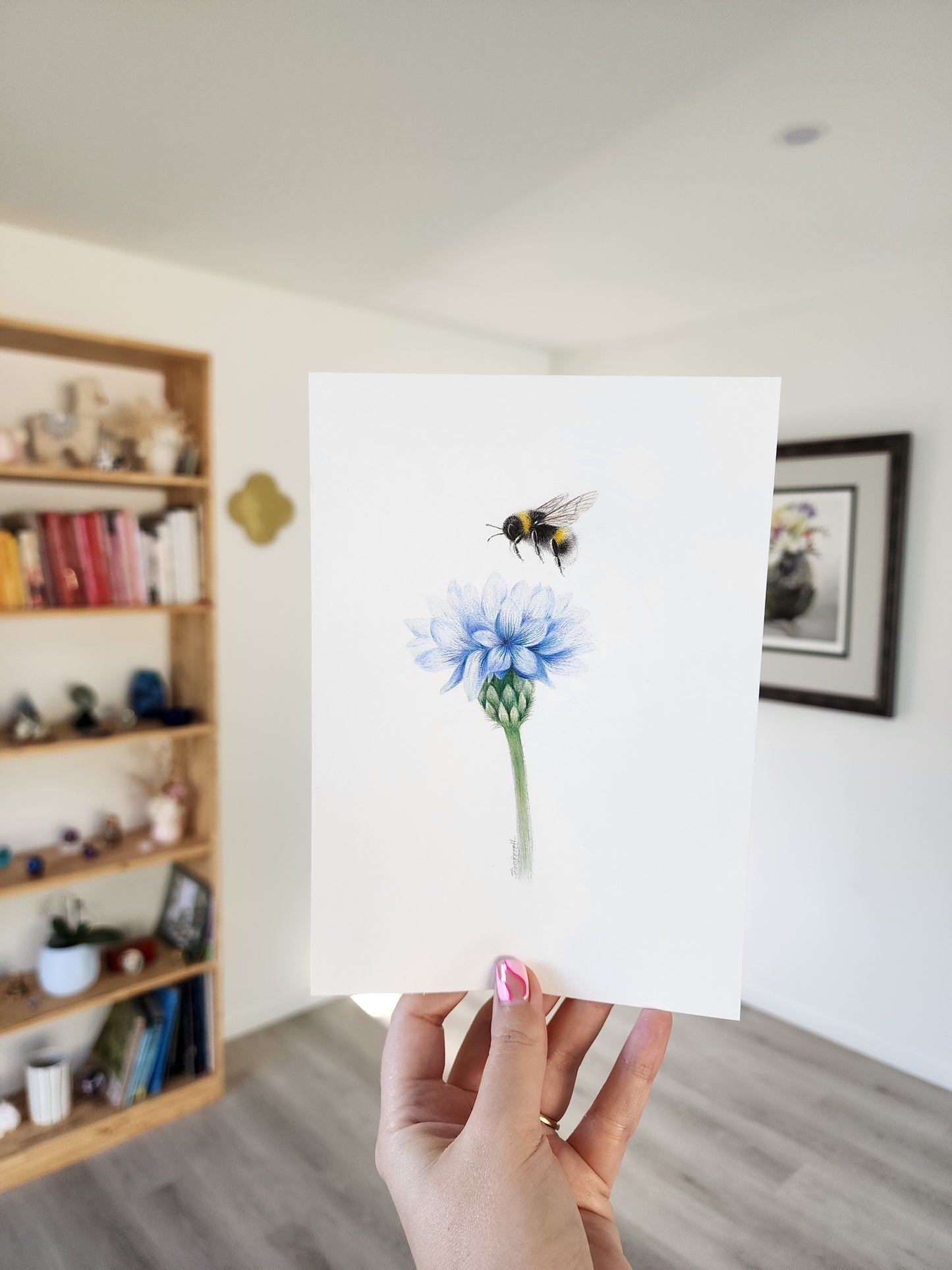 Mini one-off original 'coloured pencil bee 13'