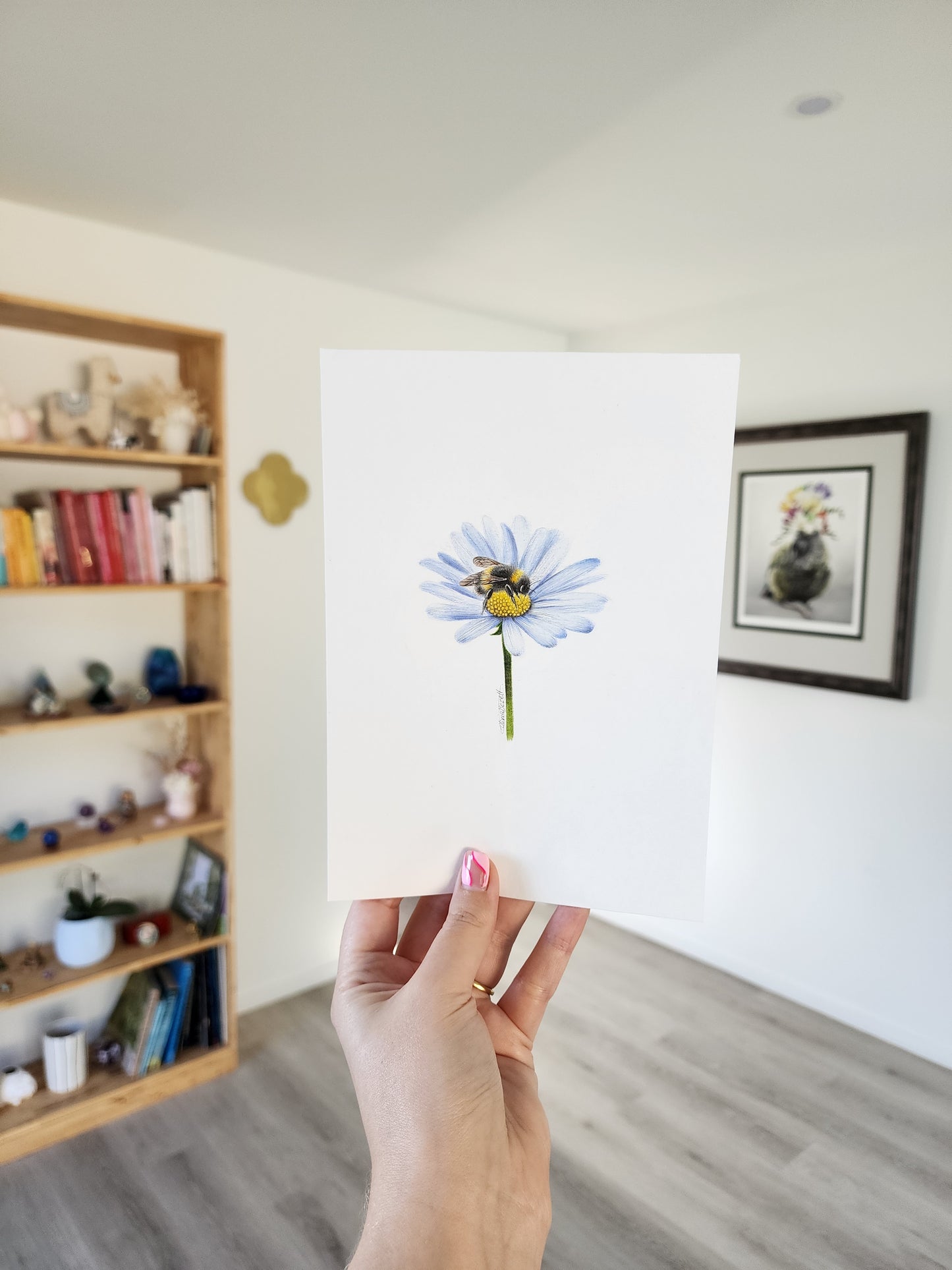 Mini one-off original 'coloured pencil bee 12'