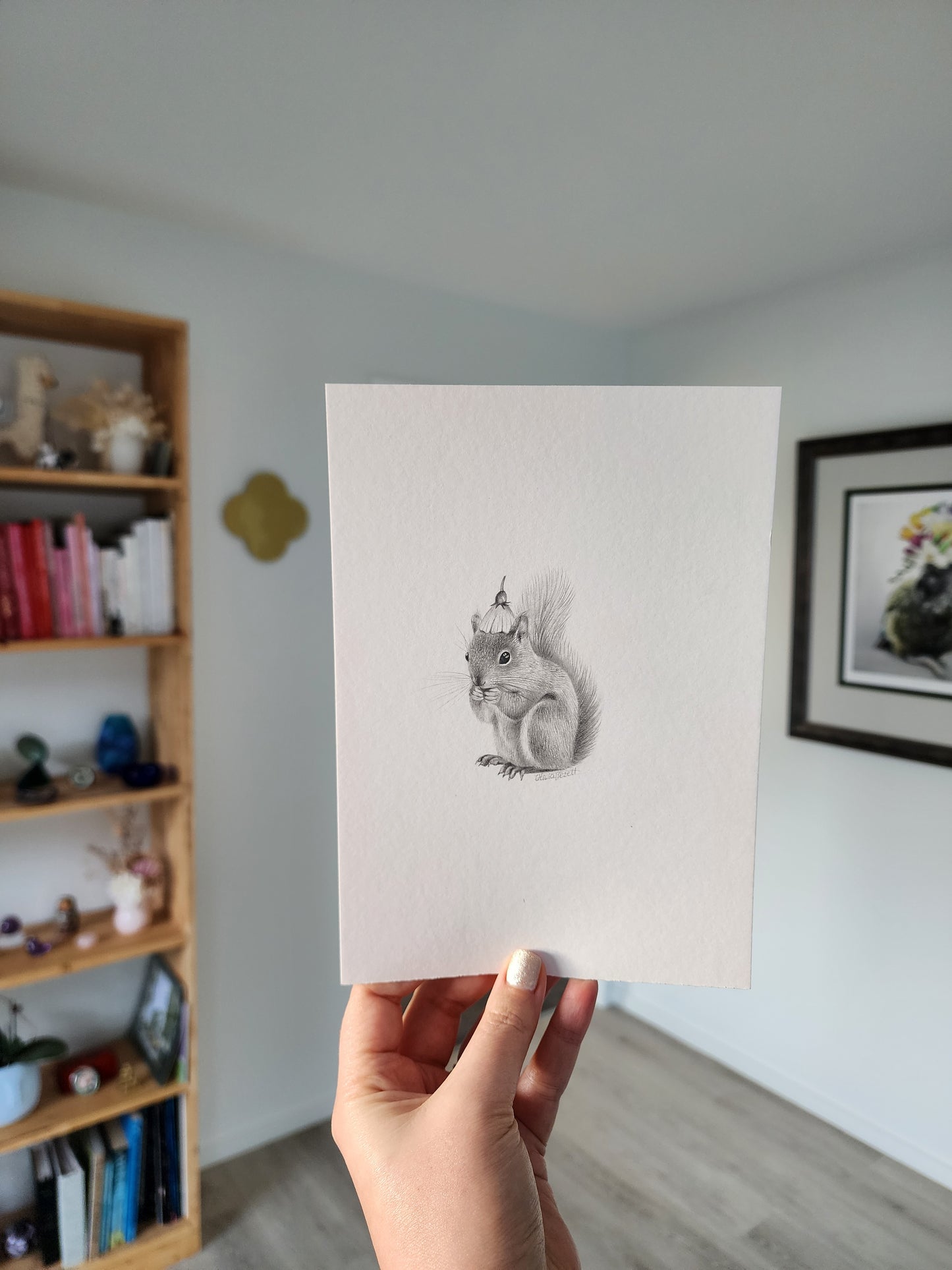 Mini one-off original 'Squirrel with Flower Hat'