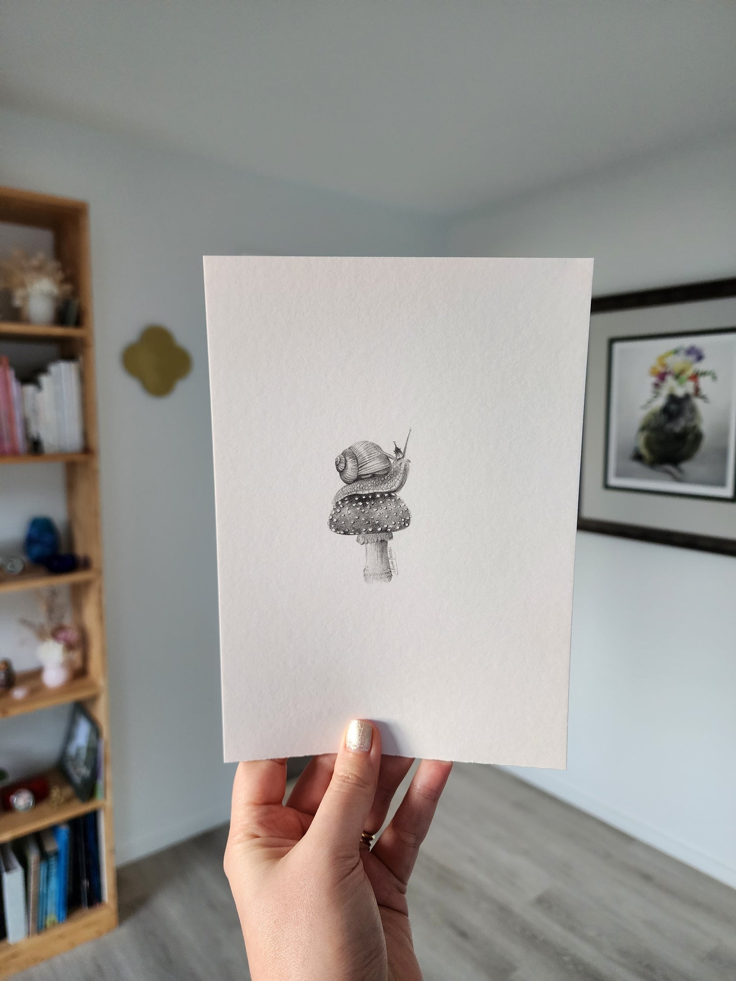 Mini one-off original 'Snail with Flower Hat'