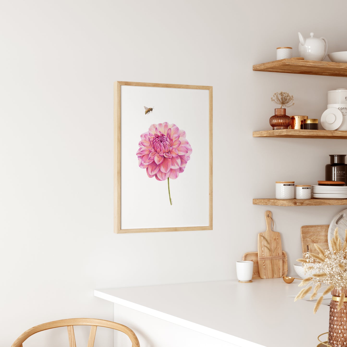 Dahlia and Bee Print