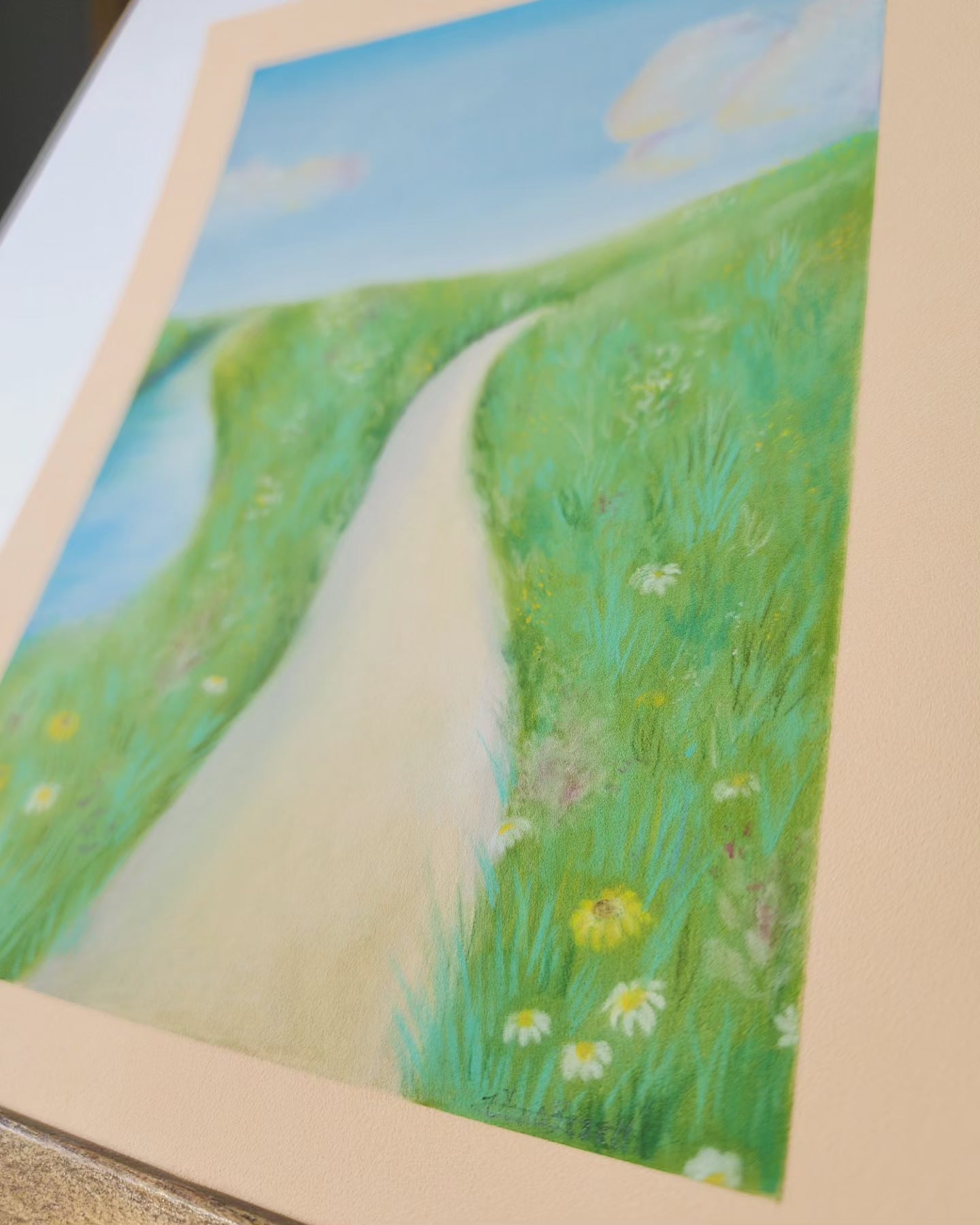 'Green meadow' pastel original