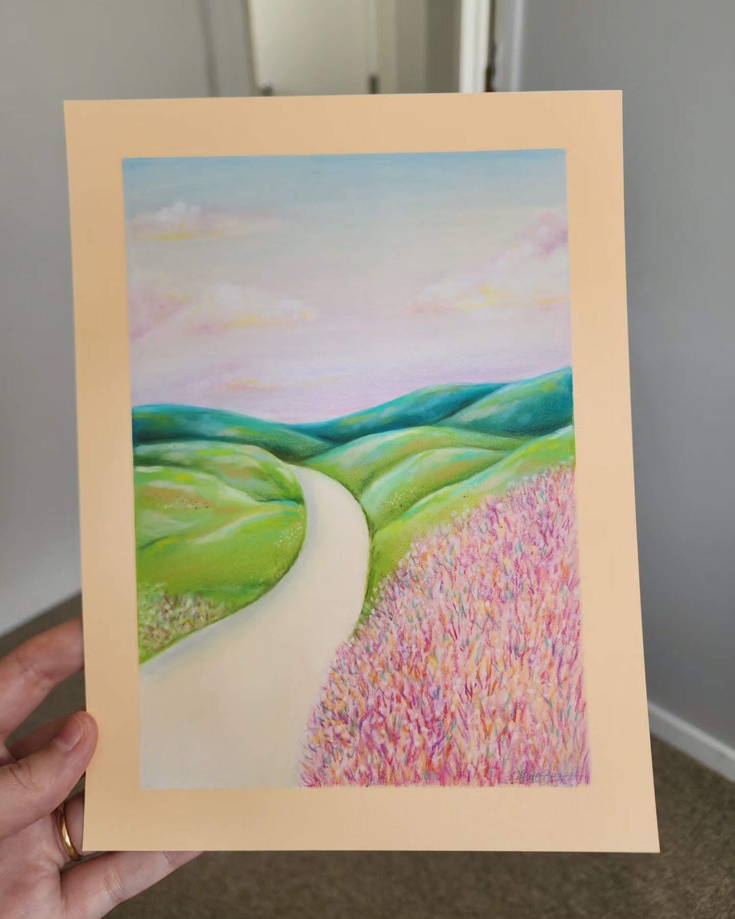 'Pink Skies' pastel original