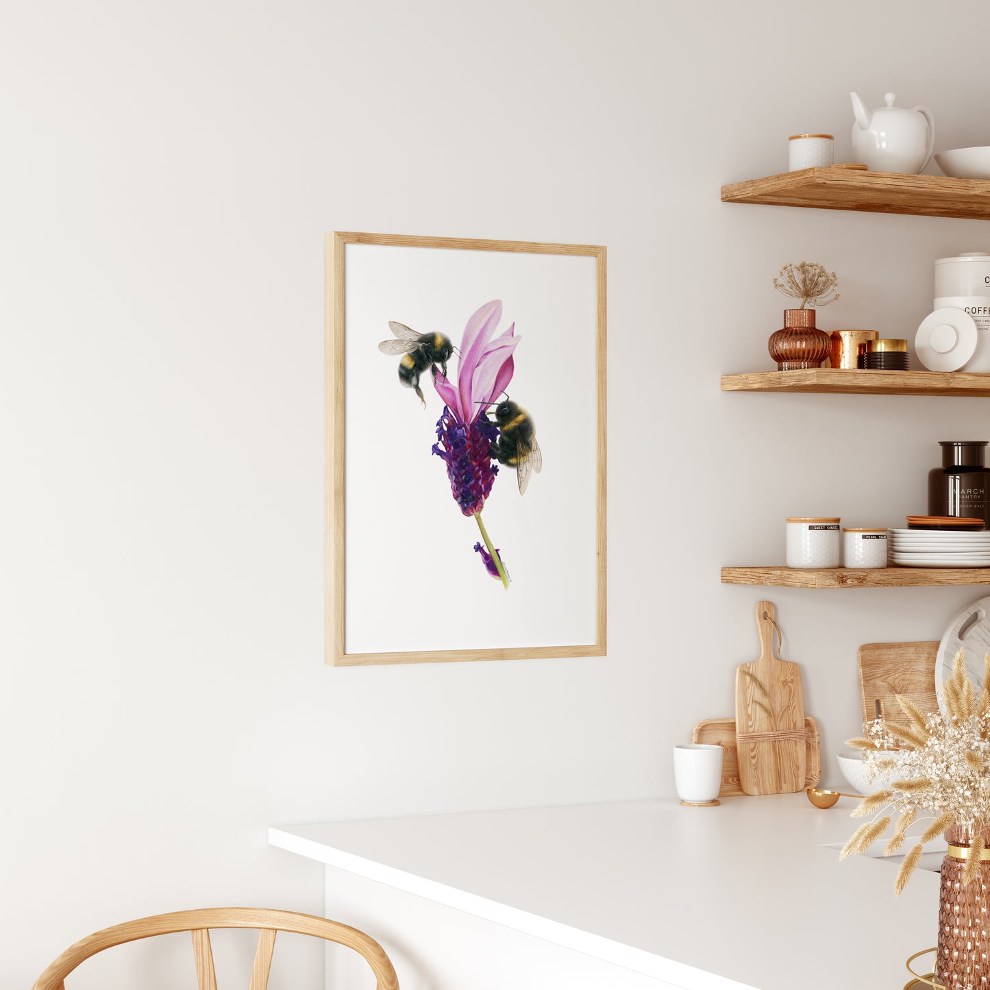 Bees on Lavender Print