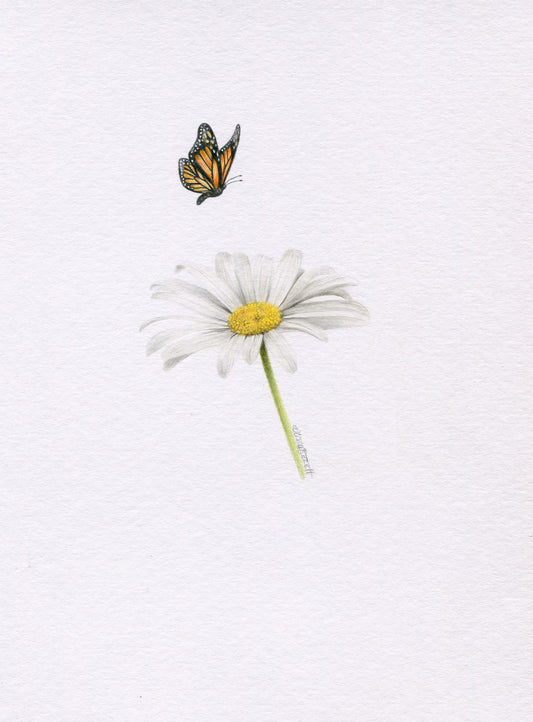 Mini one-off original 'Daisy and Butterfly'