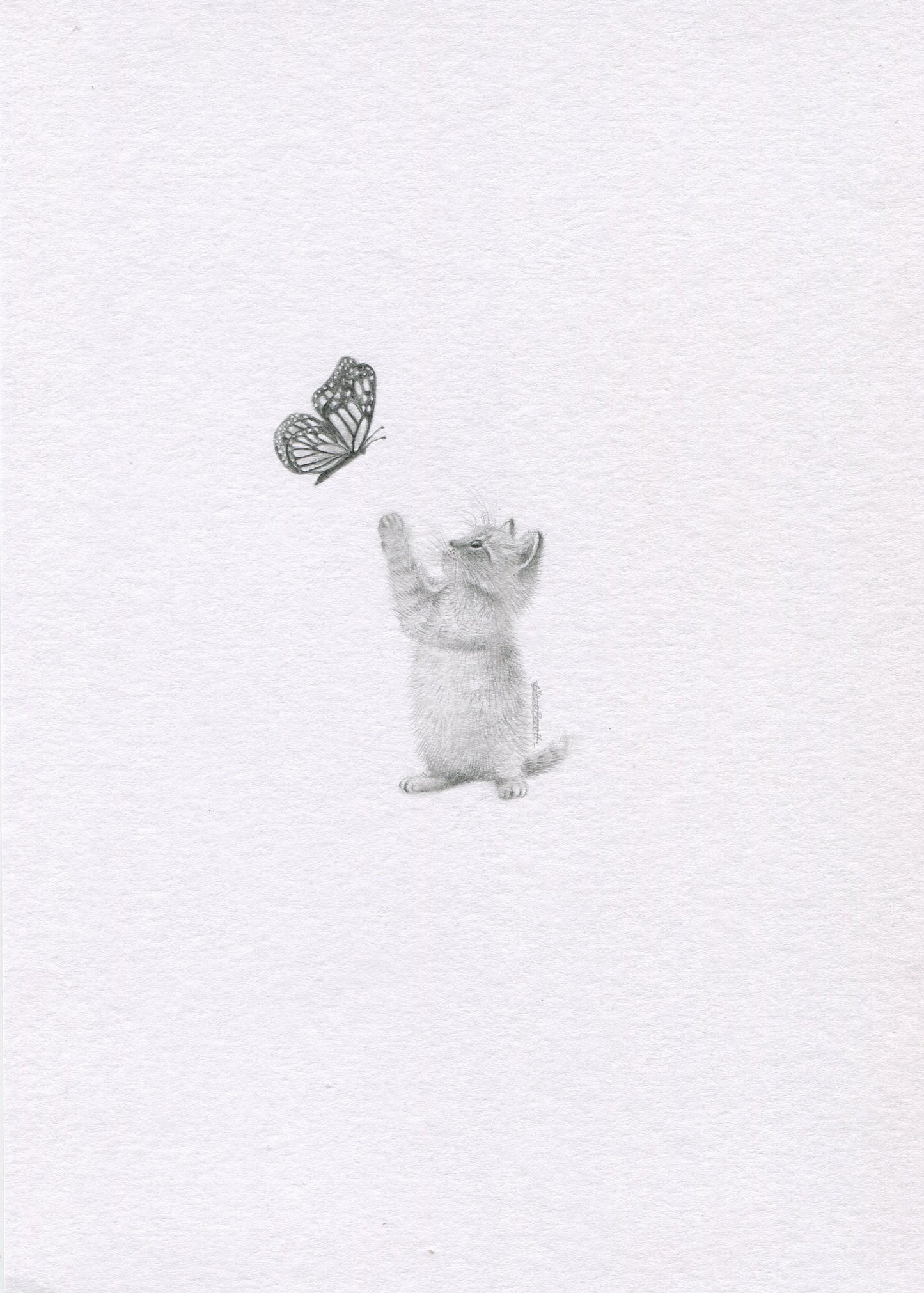 Mini one-off original 'Kitten and Butterfly'
