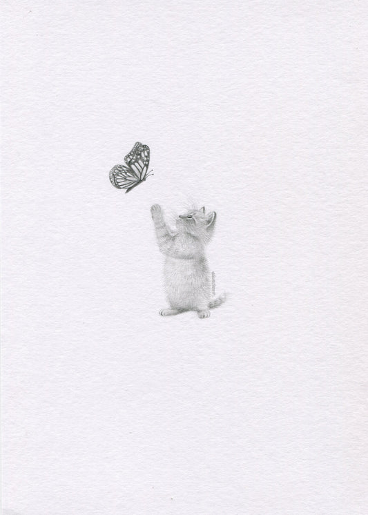 Mini one-off original 'Kitten and Butterfly'