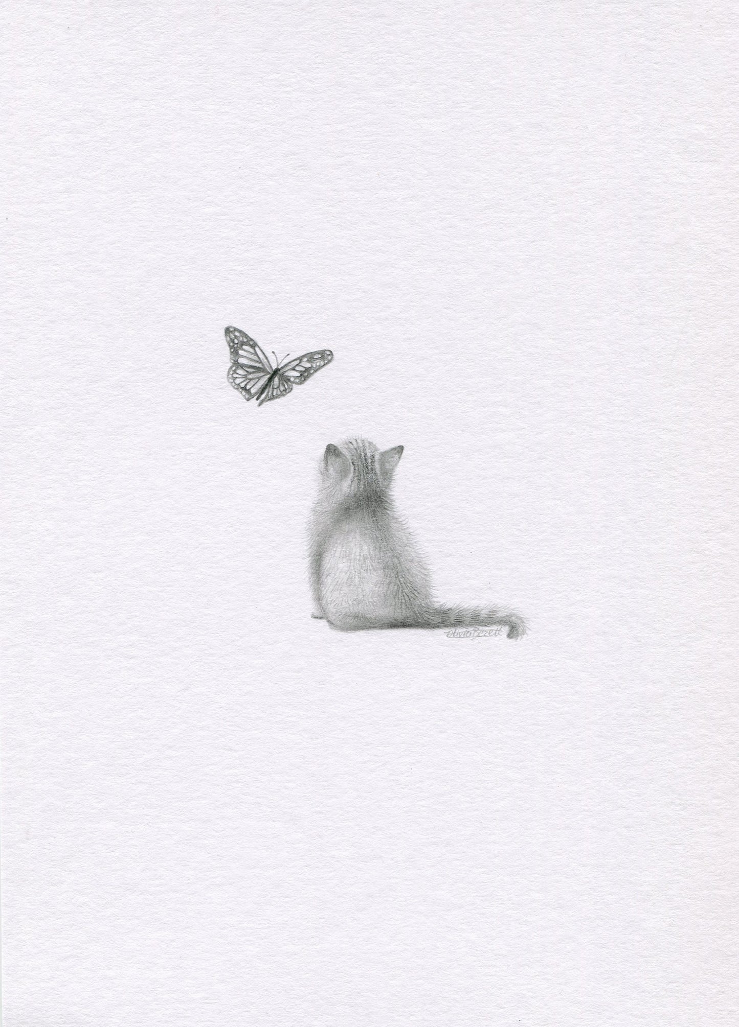 Mini one-off original 'Kitten and Butterfly 2'