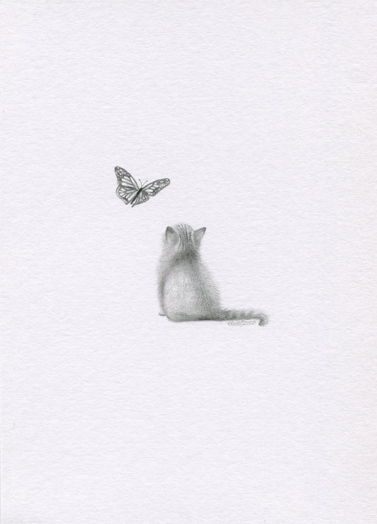 Mini one-off original 'Kitten and Butterfly 2'