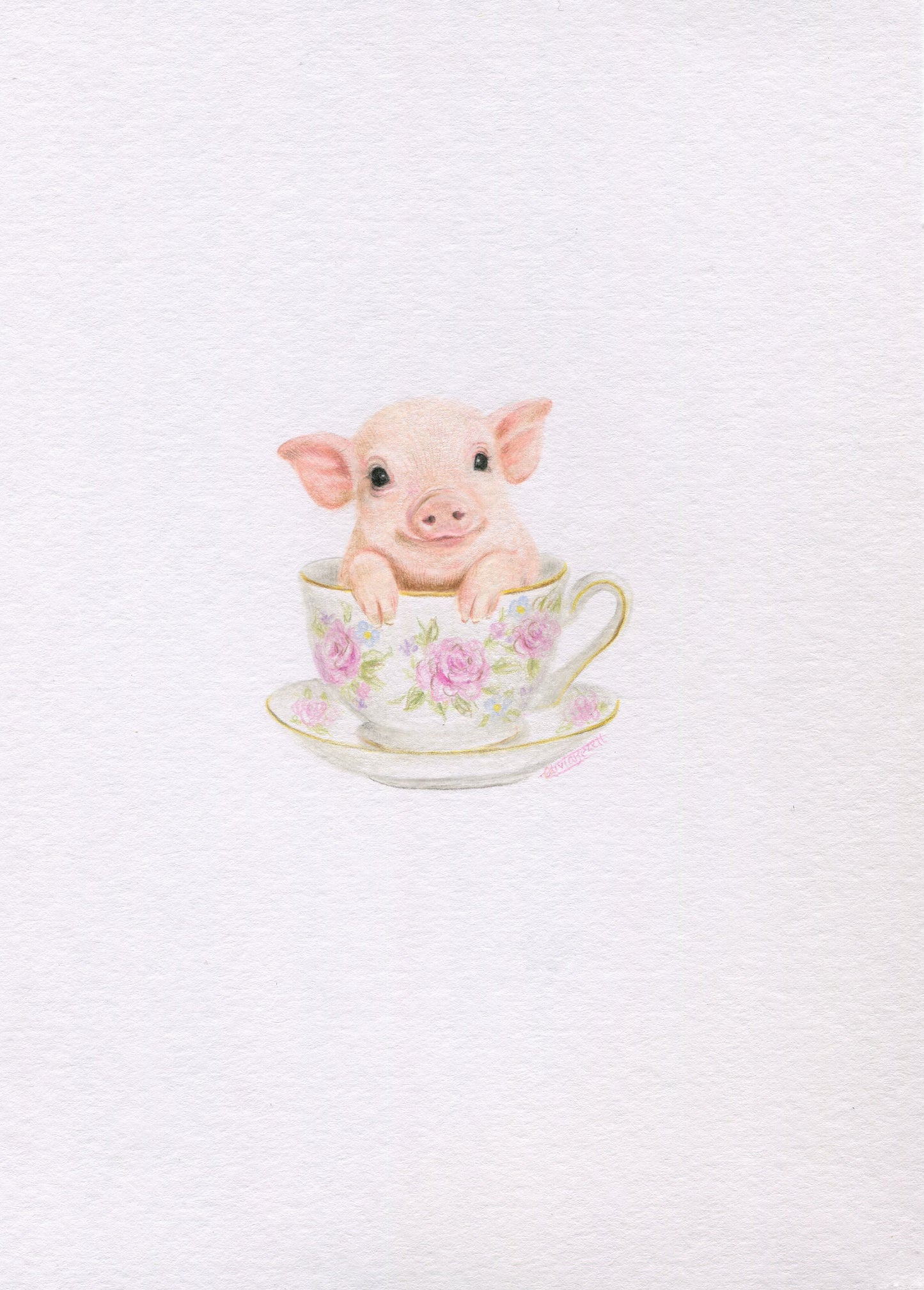 Mini one-off original 'Piglet in a Teacup'