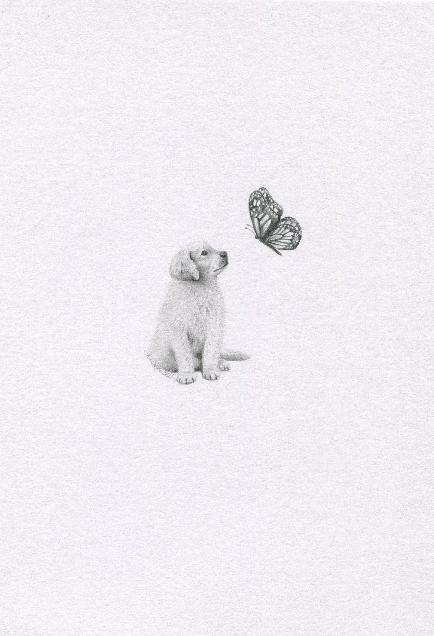 Mini one-off original 'Puppy and Butterfly 2'
