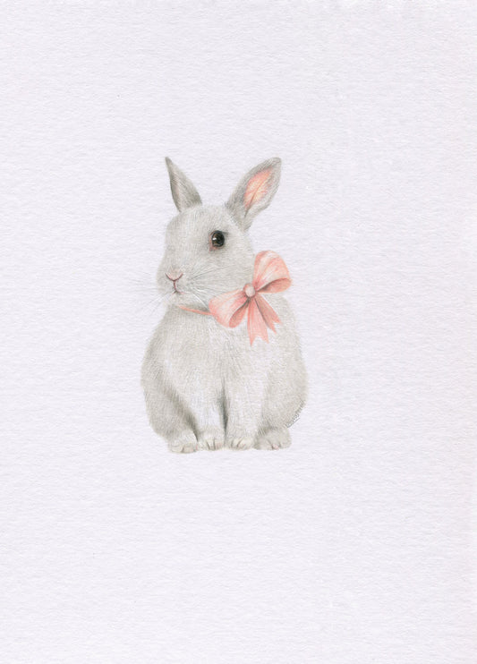 Mini one-off original 'Bunny with Pink Bow'