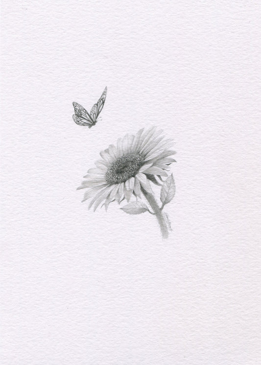 Mini one-off original 'Sunflower and Butterfly'