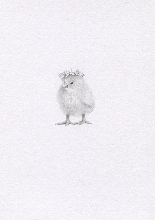 Mini one-off original 'Chick with Flower Crown'