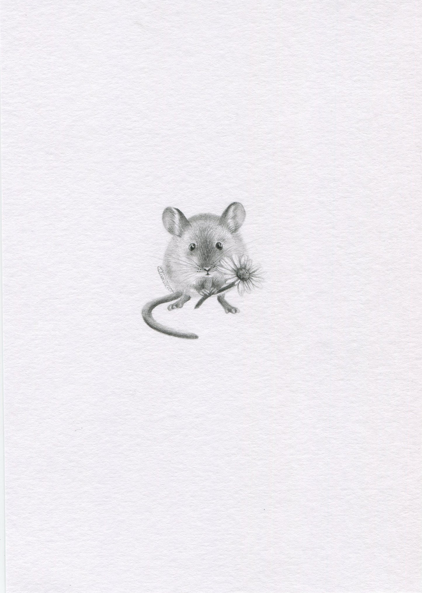 Mini one-off original 'Mouse with Flower'