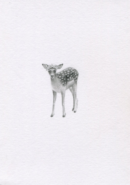 Mini one-off original 'Deer with Flower Crown'