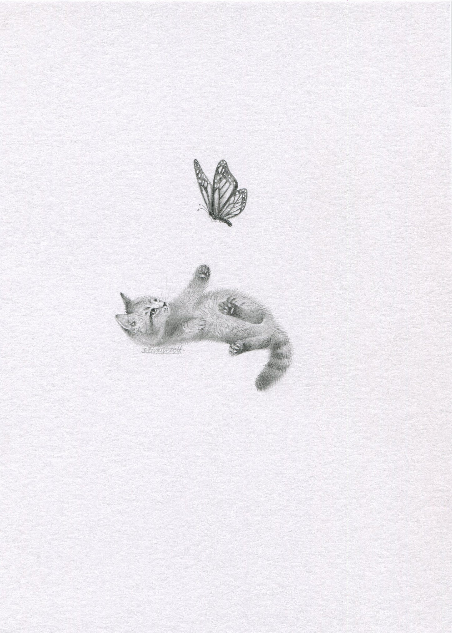 Mini one-off original 'Kitten with Butterfly 3'