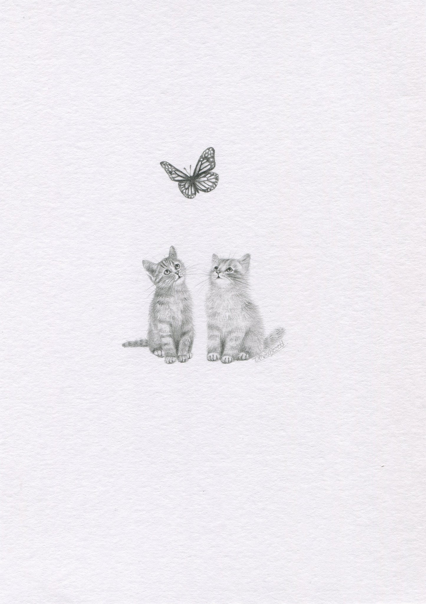 Mini one-off original 'Kittens and Butterfly'