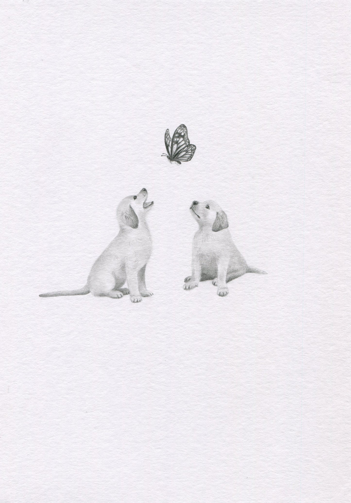Mini one-off original 'Puppies and Butterfly'