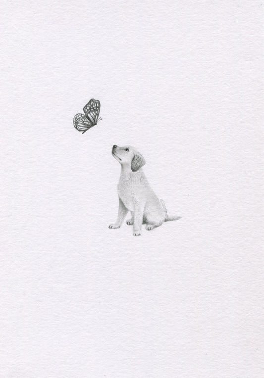 Mini one-off original 'Puppy and Butterfly'
