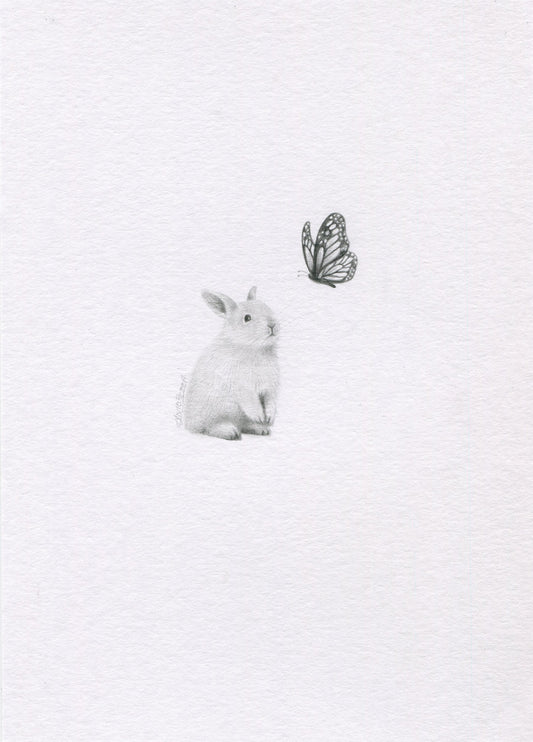 Mini one-off original 'Bunny and Butterfly 2'