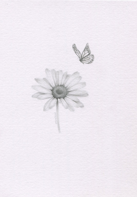 Mini one-off original 'Daisy and Butterfly'