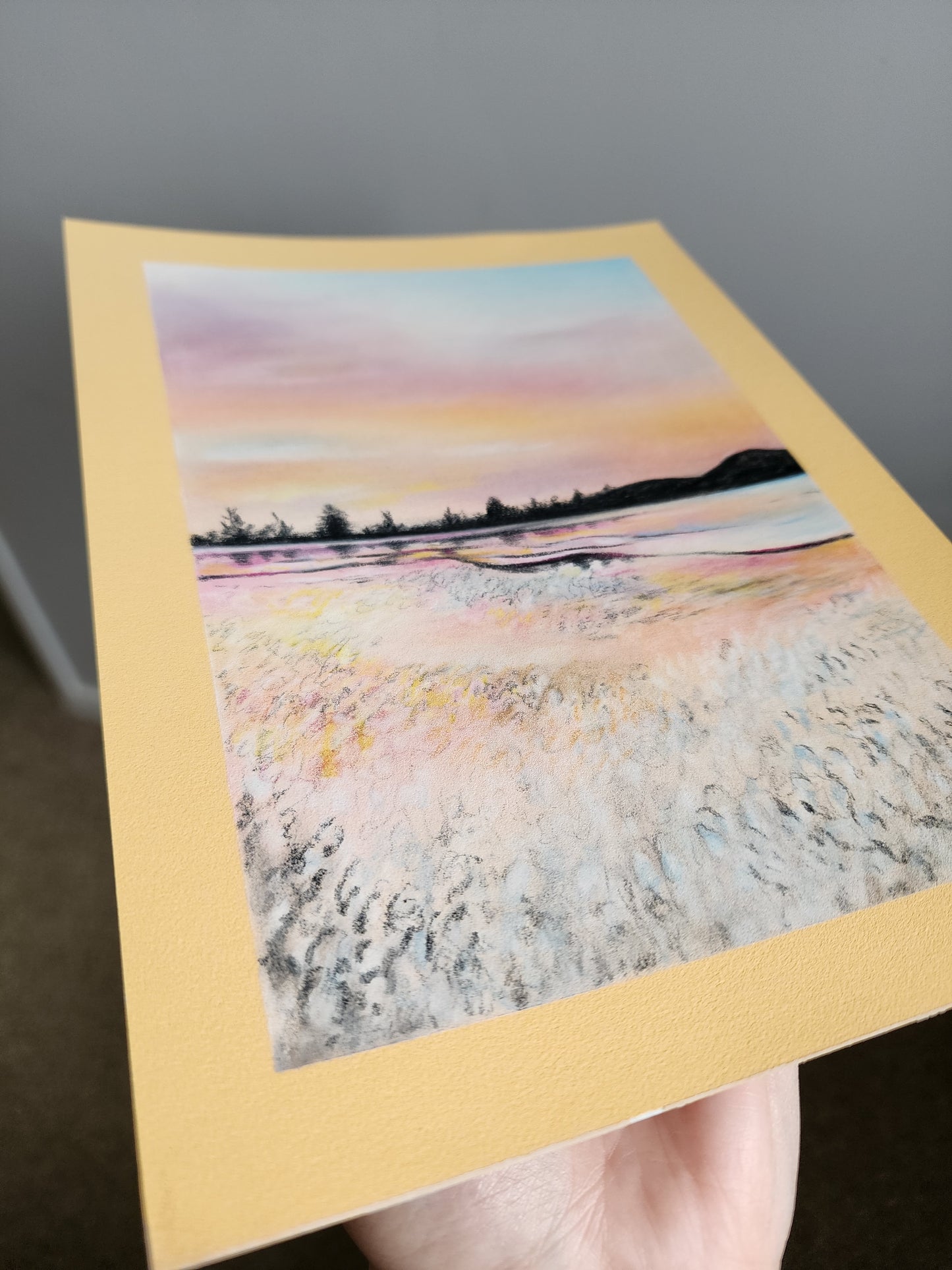 'Beach at Sunset' pastel original