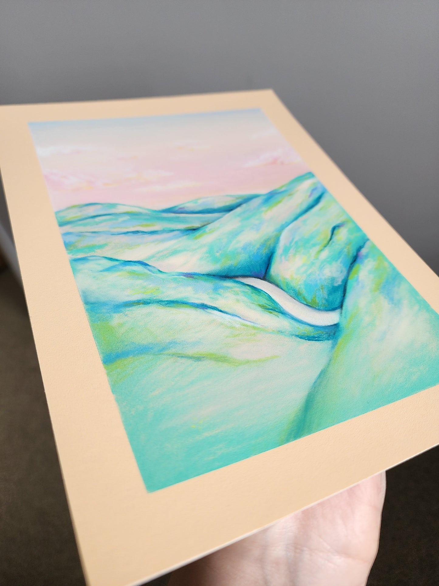 'Teal Hills' pastel original