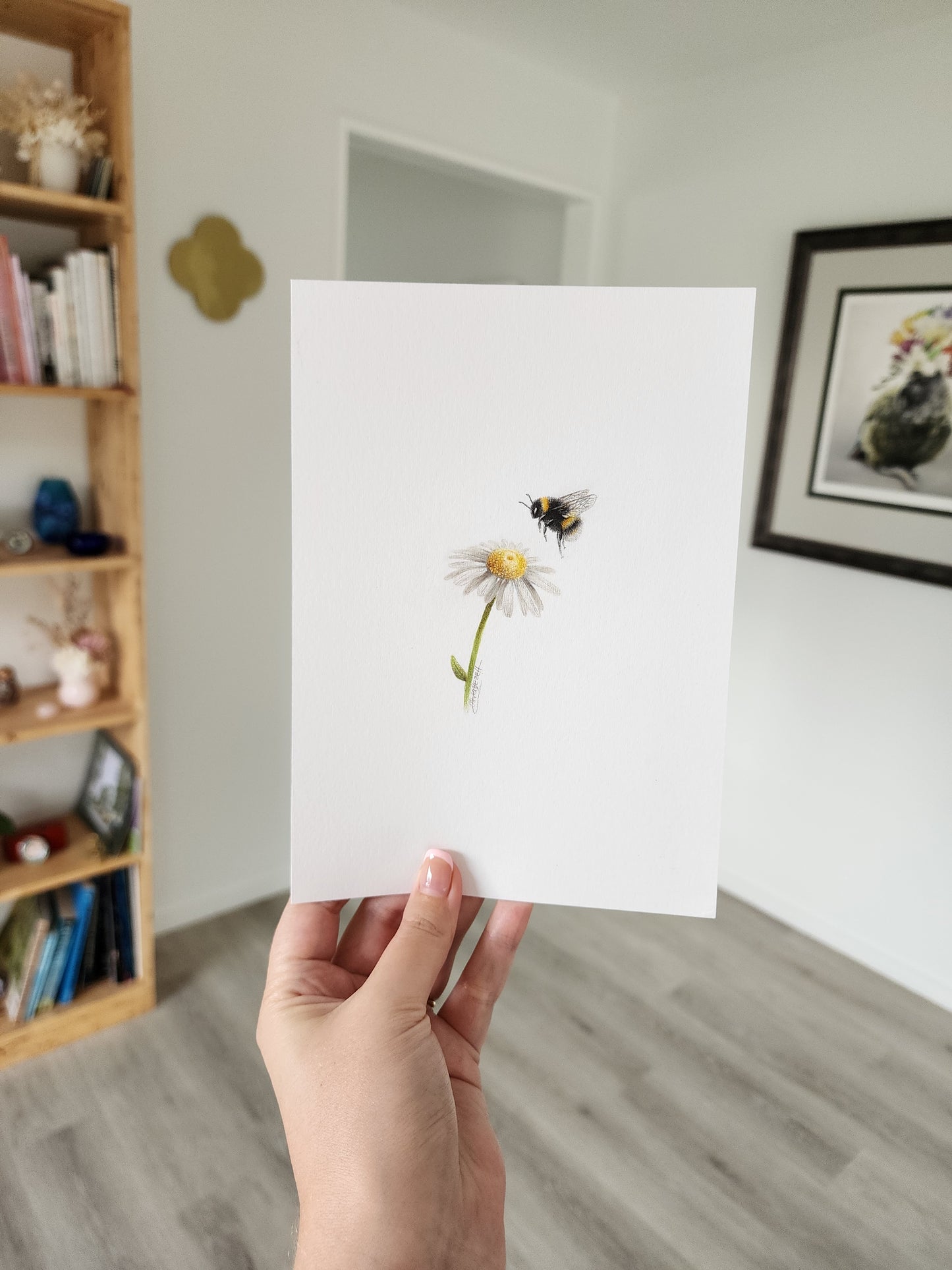 Mini one-off original 'coloured pencil bee 9'