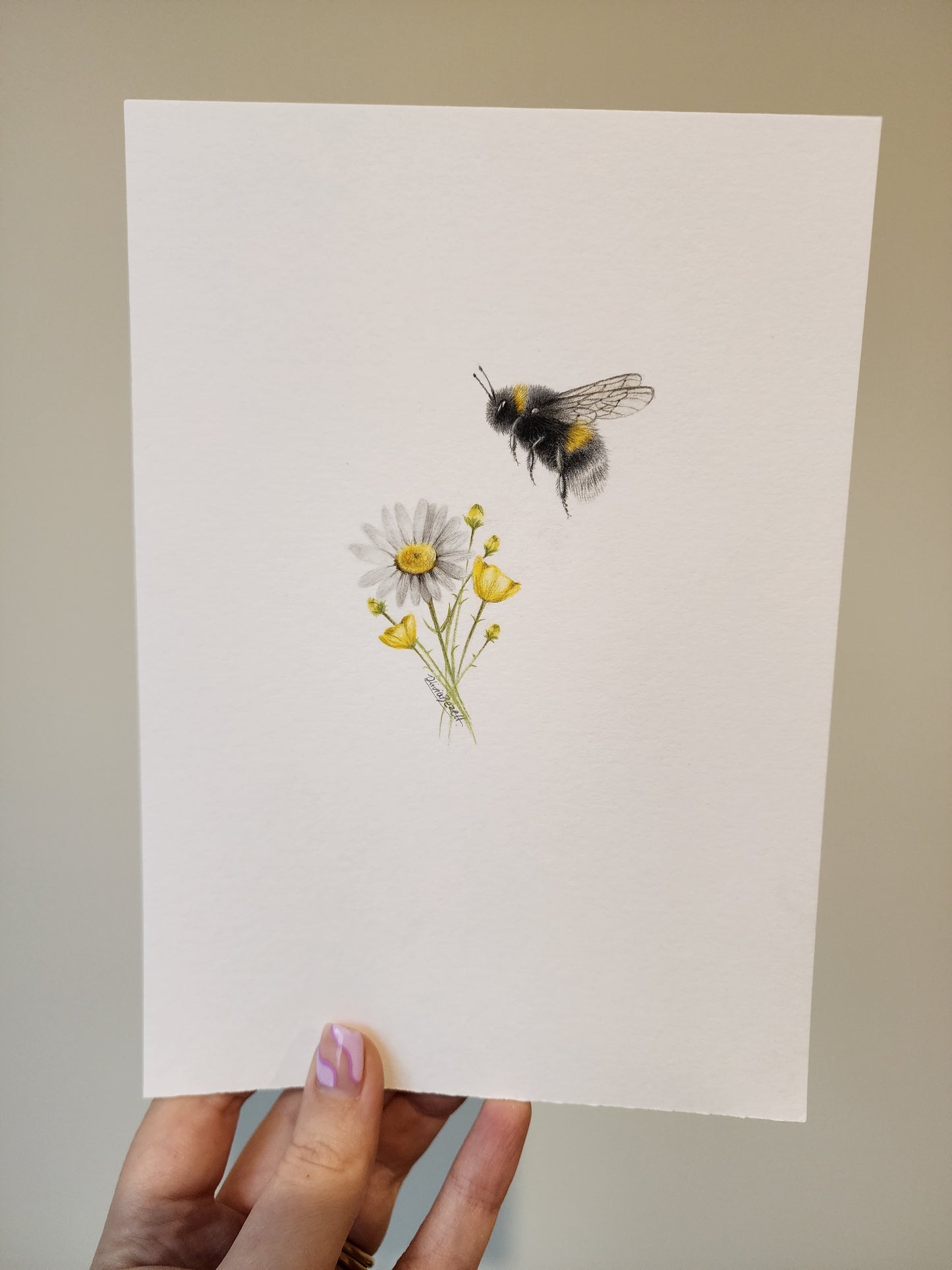 Mini one-off original 'Wildflowers and Bee 2'