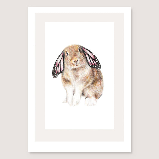 SALE - Butterfly Bunny print A4