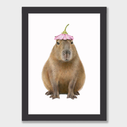 Capybara with Flower Hat Print