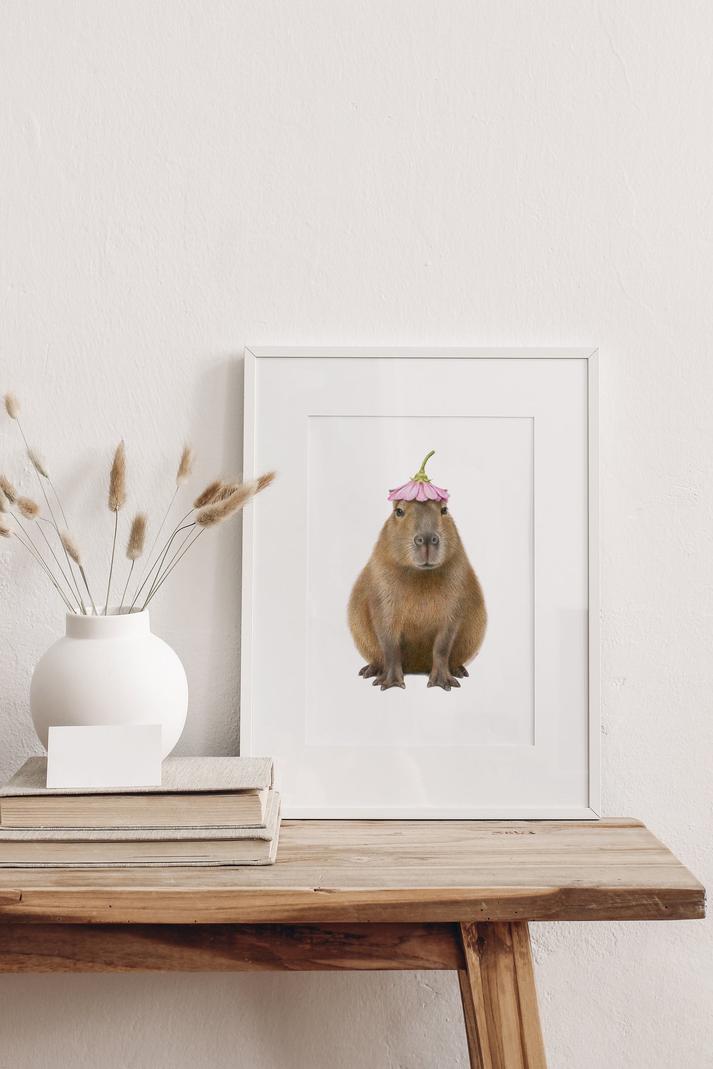 Capybara with Flower Hat Print