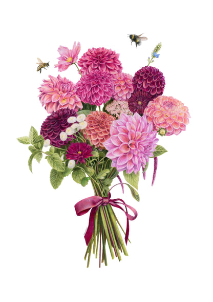 Dahlia Bouquet Greeting Card