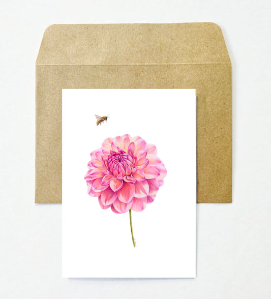 Dahlia and Bee Greeting Card