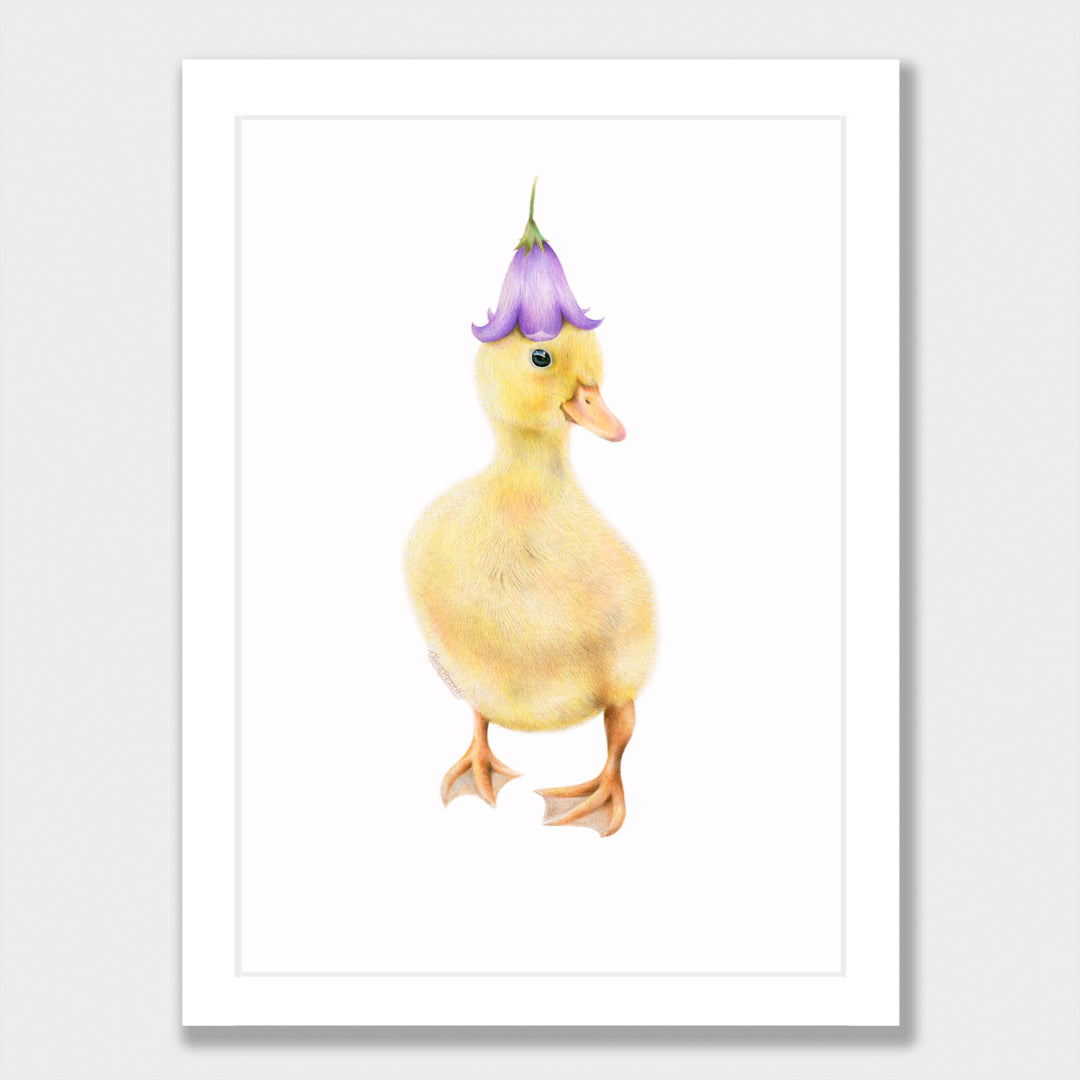 Duckling with Flower Hat Print