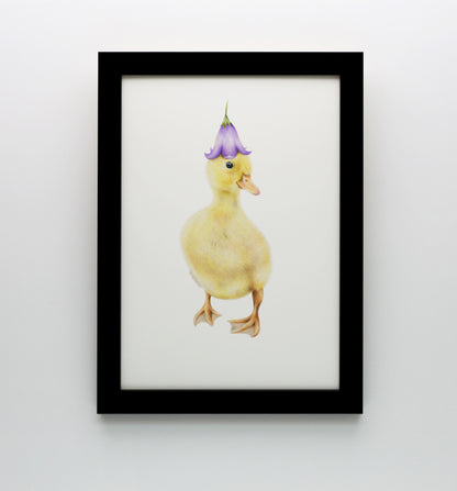 Duckling with Flower Hat Print