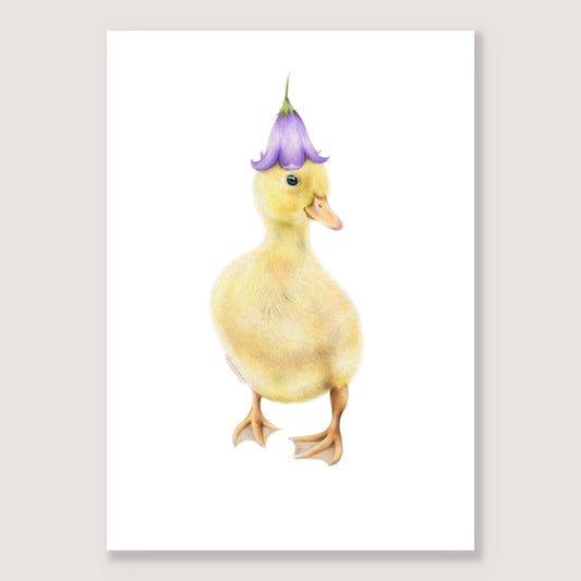 SALE - Duckling with Flower Hat print A3