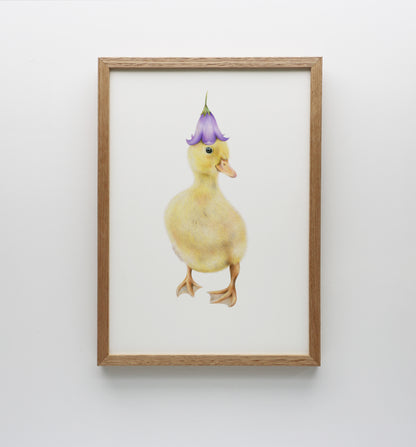 Duckling with Flower Hat Print