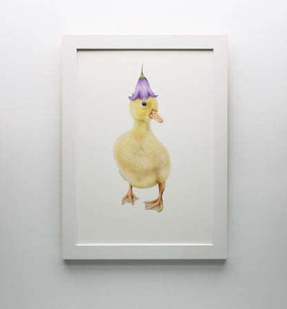 Duckling with Flower Hat Print