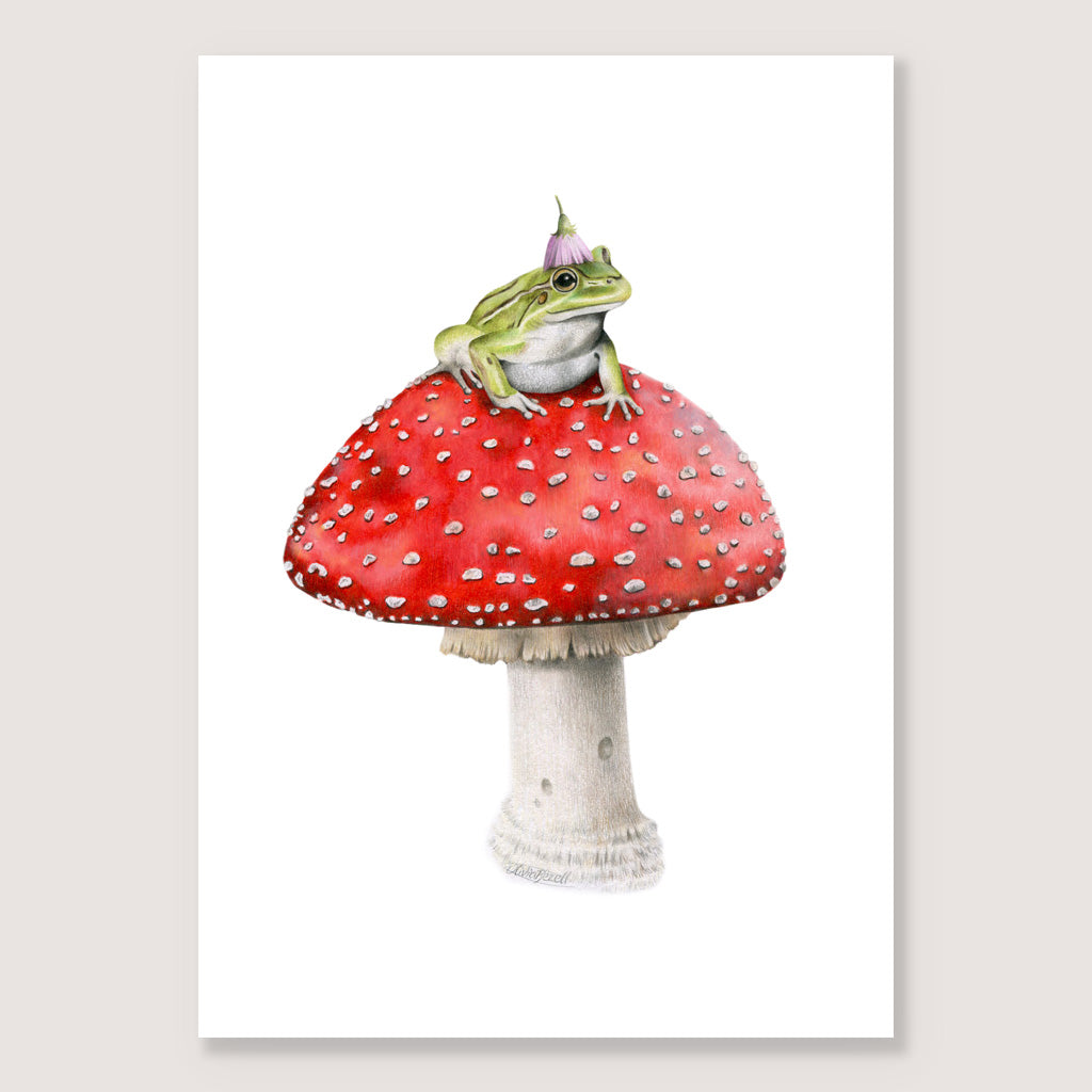 Frog on Mushroom Print