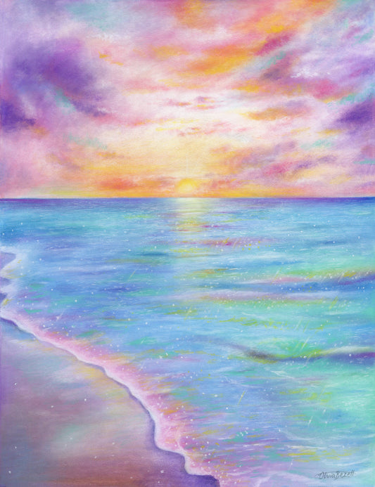 'Mermaid Seas' pastel original