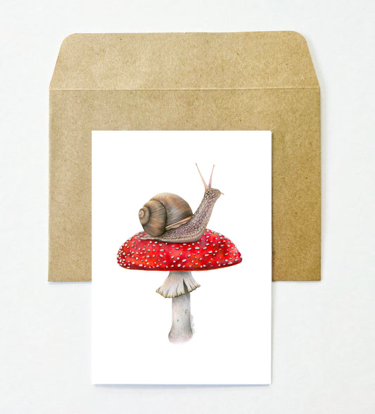 Snail on Mushroom Greeting Card