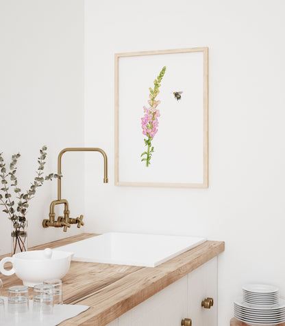 Snapdragon and Bee Print