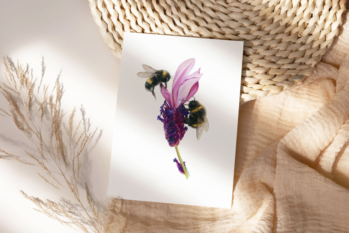 Bees on Lavender Print