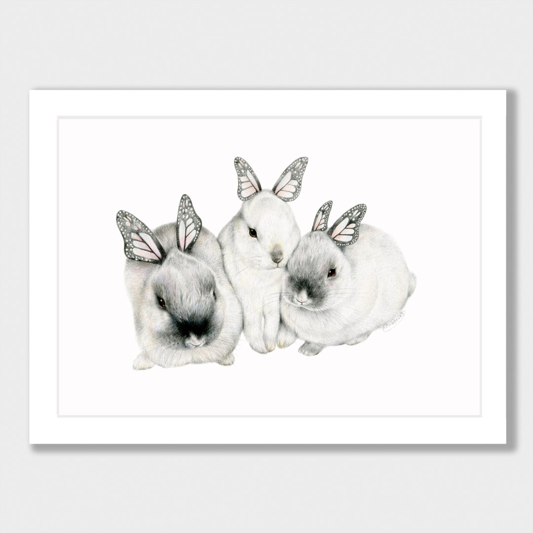 Butterfly Bunny Family Print