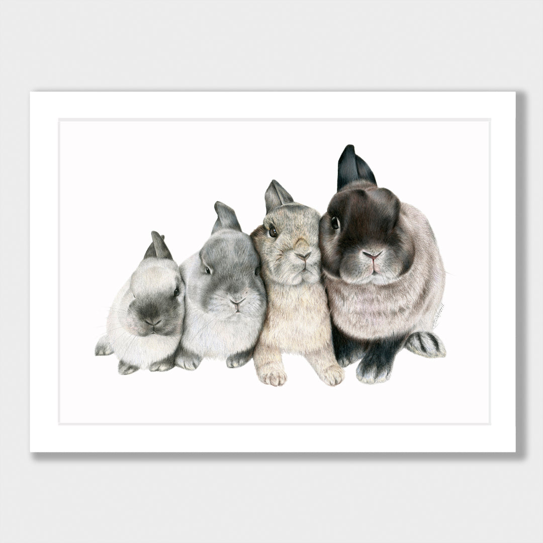 Four Bunnies Print