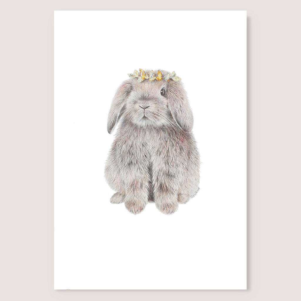 SALE - Wreath Bunny print A4