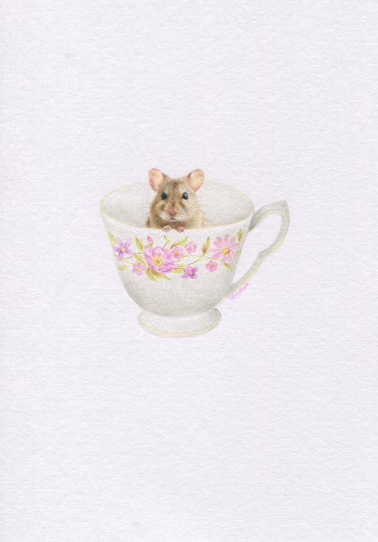 Mini one-off original 'Mouse in a Teacup'