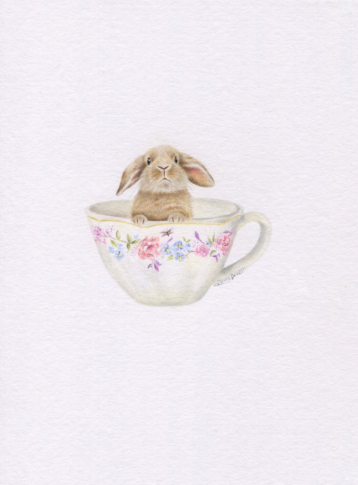 Mini one-off original 'Rabbit in a Teacup'